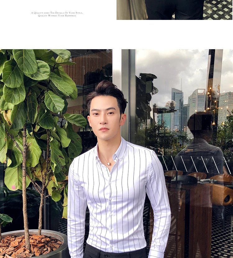 New Spring and Autumn Style Man Shirt Turn-down Collar Long-Sleeved Shirt Men Casual Stripe Shirt Camisa M-3XL