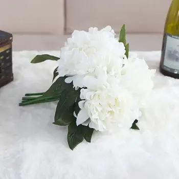 

1 Bunch 5 Heads Wedding Bridal Bouquets White/champagne/pink/purple Peonies Vase Flowers Home Artificial Peony Decor Bouque N8B7