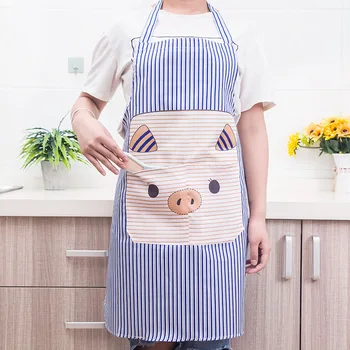 

Creative Cartoon Apron Fashion Apron Kitchen Striped Antifouling Apron Halter Sleeveless Cute Pig Apron Aprons for Woman Cooking