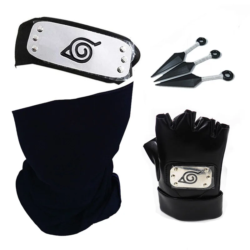 Naruto Hatake Kakashi Cosplay Gloves Mask Headband Anime Accessories Kunai Notebook Konohagakurenosato Sign Props|Costume Props| - AliExpress
