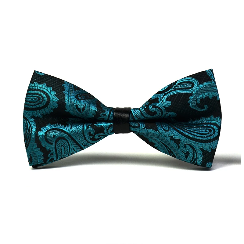 

Turquoise Paisley Two Layer Bowtie For Men Fashion High Quality Groom Wedding Party Butterfly Bow Tie Set Male Gift