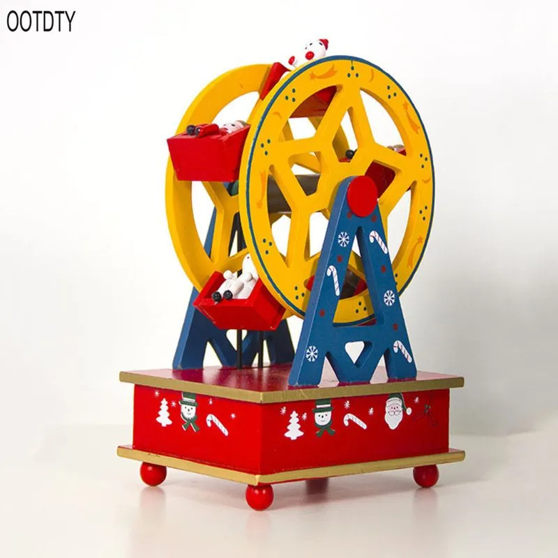 OOTDTY новая Деревянная Расписная Рождественская музыкальная шкатулка Рождественский детский подарок настольные украшения для дома