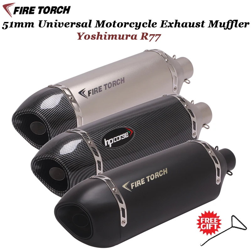 Universal 51mm Yoshimura R77 Escape Moto Exhaust Motorcycle Muffler