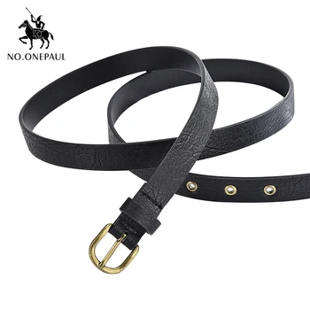 

NO.ONEPAUL New women belts fashion alloy pin buckle material with slim jeans high quality ladies leather thin belt