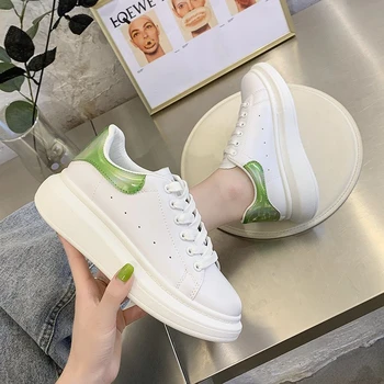 

Women Shoes Chunky Sneakers Fashion Ladies Brand Casual Shoes 2020 Autumn Leather Vulcanized Shoes Woman Flat Platform Sneaker