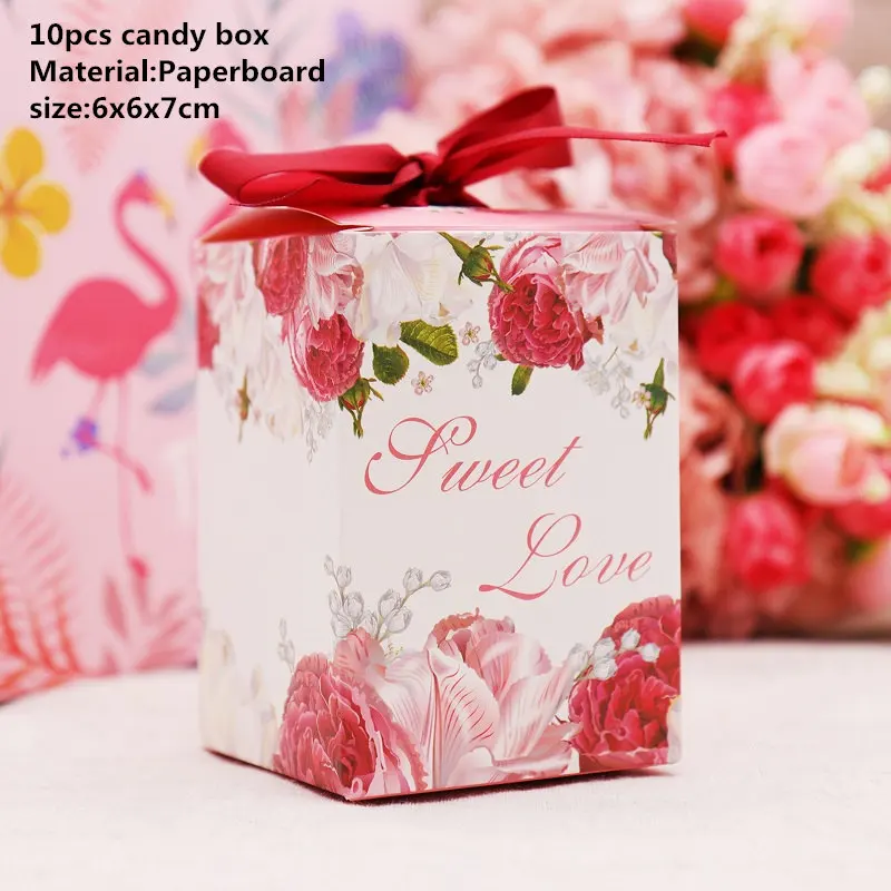 10 шт. Фламинго коробка и сумка сладкий подарок бумажные коробки для конфет для свадебного декора детский душ день рождения гостей события вечерние принадлежности - Цвет: 4
