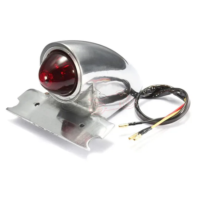Black/Chrome Motorcycle Bullet Vintage Sparto Style Retro 12V Brake Stop Tail Light For Harley Bobber Chopper Cafe Racer Custom Silver