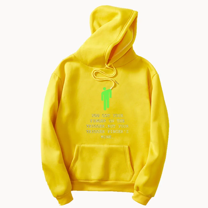 yellow Электронная музыка Билли эйлиш толстовки крутой тренд Харадзюку Мода круглый вырез длинный рукав плюс бархат пуловер уличная Толстовка - Цвет: yellow