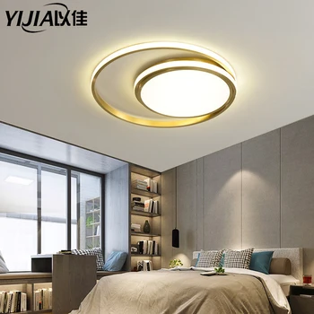 

Moderne Led Plafond Lamp Voor Slaapkamer Messing Plafondlamp Voor Eetkamer Afstandsbediening Armaturen brass Shell Lamp Voor Pas