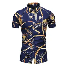 Summer Fashion Personality Printed Men Shirts with Short Sleeve Casual Plus Size Beach Hawaiian Shirt Men