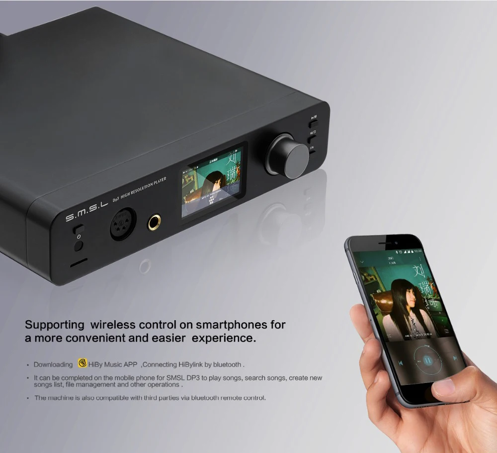 Цифровой плеер SMSL DP3 Hi Res ES9018Q2C USB декодер усилитель 32 бит/384 кГц DSD256 двусторонний