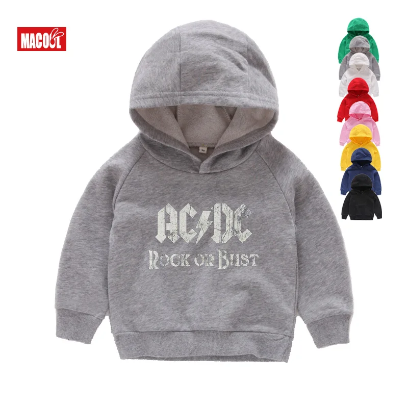 Детские толстовки с капюшоном группа AC/DC рок зима длинный рукав Acdc Графический тяжелый металл топы тройник Детские толстовки