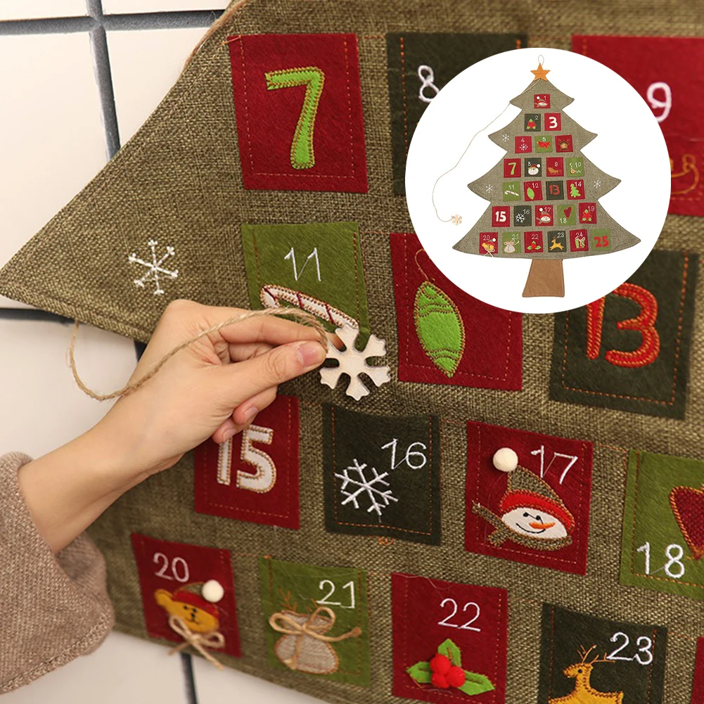 Рождественский календарь, висящий фетр, календарь с обратным отсчетом, рождественские украшения для дома, украшение года