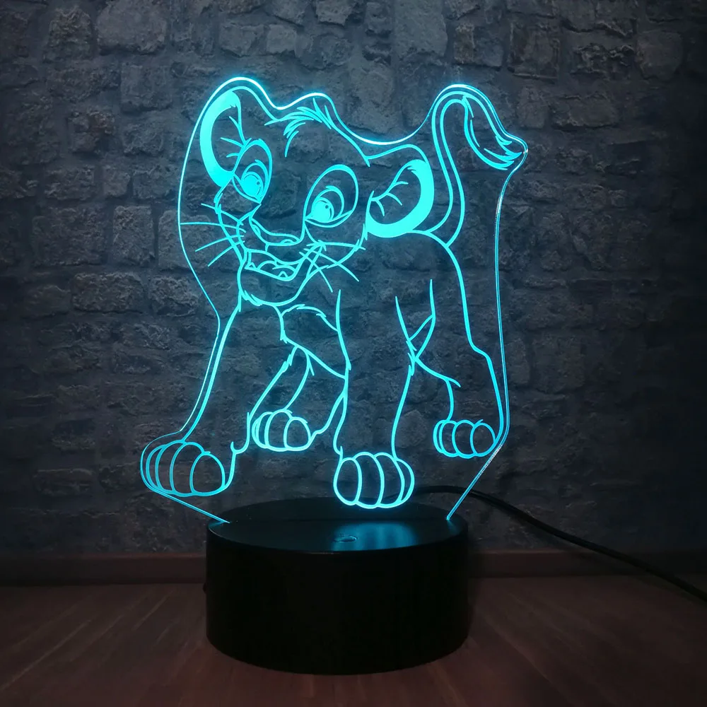 3D светодиодный Светильник-ночник аниме серия USB светильник для сна 3AA батарея 7 цветов дистанционное управление настольные лампы Simba, Рик и Морти - Испускаемый цвет: 1