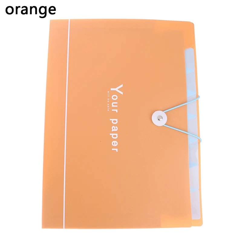 Orange Папка для файлов, расширяющийся кошелек, переносная сумка, А4, бумага для органайзера, держатель для офиса, школьные принадлежности, 5 ячеек, Сумка для документов - Цвет: Orange