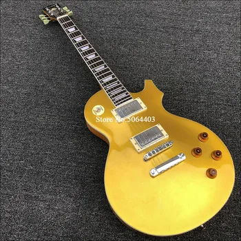 

High quality electric guitar, maple veneer, gold paint, chrome plated accessories, rose wood fingerboard, including freight