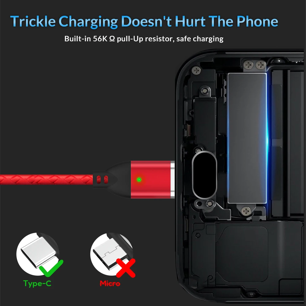 Магнитный usb кабель TOPK 1 м для быстрой зарядки samsung Galaxy S9 Plus S8 3 0 USB type C и передачи