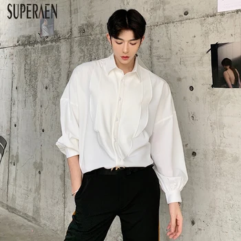 

SuperAen Spring New 2020 Women Shirts Solid Color Wild Casual Fashion Ladies Blouses and Tops Long-sleeved Women Clothing