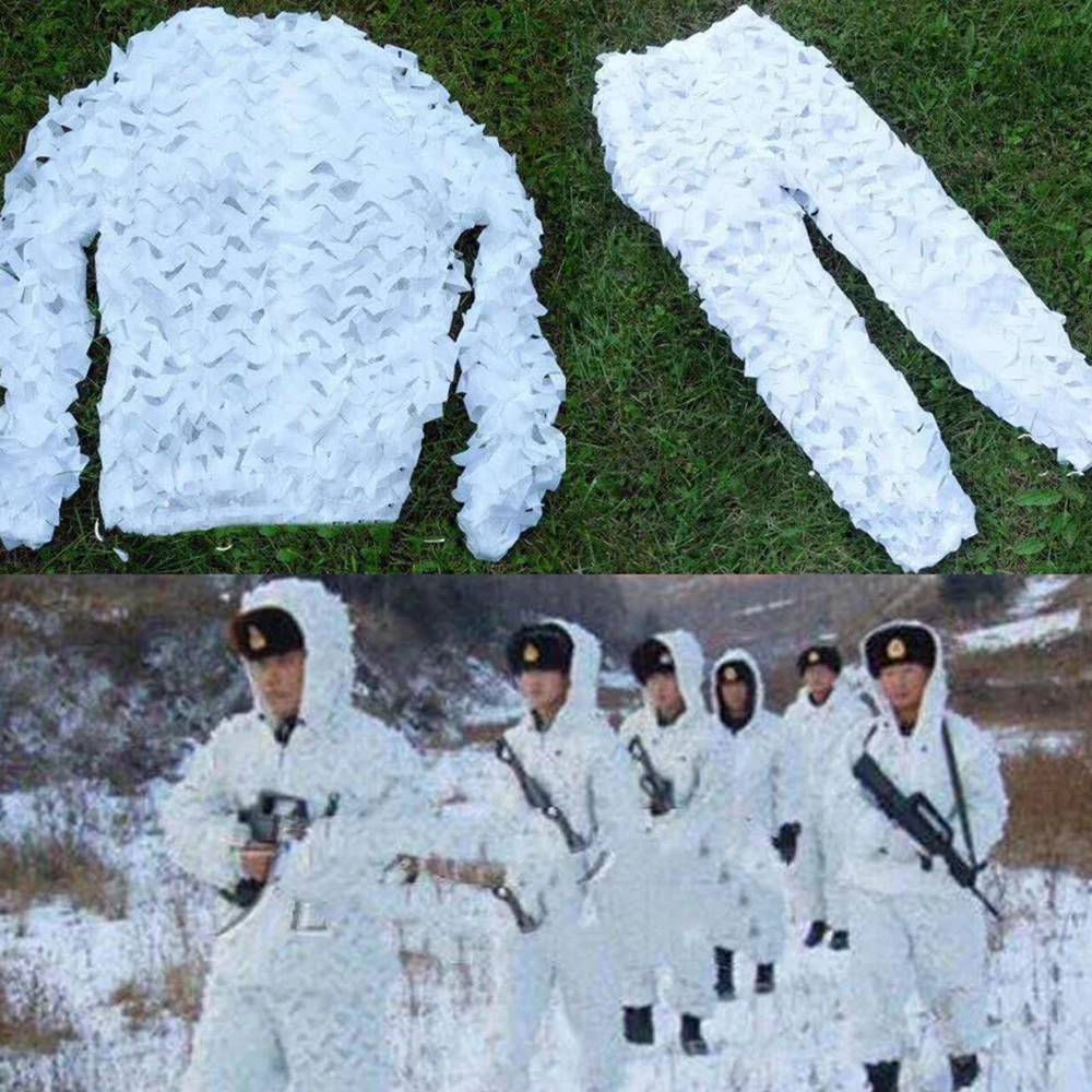 Snow 3D Ghillie Winter Outdoor Camouflage Camouflage Cover Up Suit Hunting Bird Watching Sniper Suit