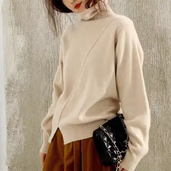 

zocept Winter New Lazy Wind Turtleneck Cashmere Sweater Women Loose Long-Sleeve Knitwear Wool Outwear Pullover Large Size Female