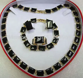 

fine Lovely Wonderful GP Faddish Black gem Necklace Earring Ring Bracelet gem women's jewelry