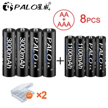 パロ4個3000mah 1.2単三充電式電池 + 4個1100 2600mahの1.2v aaaバッテリーニッケル水素aa aaa充電式バッテリーカメラおもちゃ