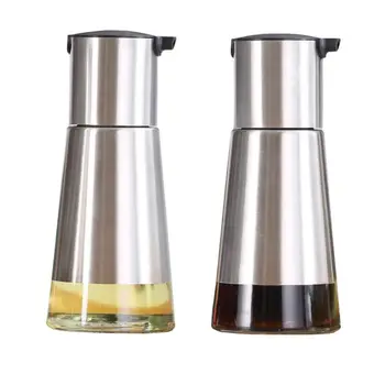 

Controllable Oil And Vinegar Dispenser 2 Packs, Kitchen Glass Olive Oil Bottle Set, Stainless Steel No Drip Design Small