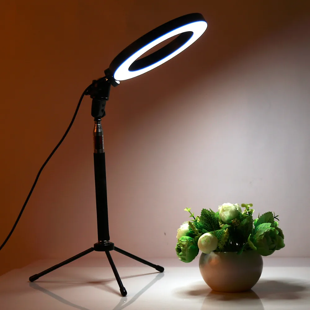 Светодиодный кольцевой светильник с регулируемой яркостью для студийной камеры, фото-телефон, видео-светильник с штативами, селфи-палка, кольцевой Настольный заполняющий светильник для Canon