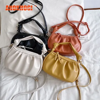 

New Arrival PU Cloud Handbag Women Fashion Pleated Zipper Dumplings Shoulder Bag Quality Sling Bag MB682