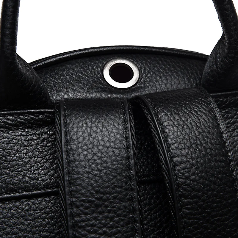 

Backpack Women's Full-grain Leather Soft WOMEN'S Leather Bags 2019 New Style Fashion Korean-style Rivet Embossed Leather Backpac