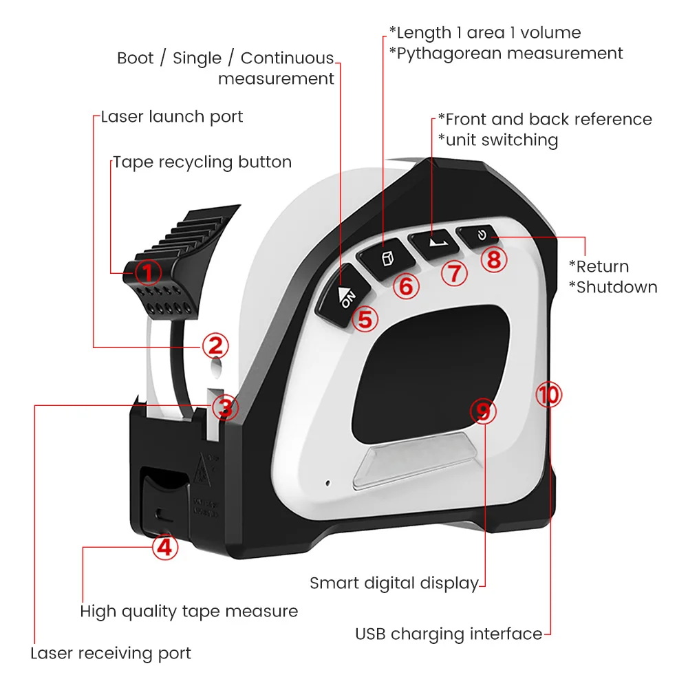 YIMAKER 40m Laser Rangefinder 5m LCD Digital Tape Measure Infrared Volume Measurement Construction Gauging Tool YIMAKER 40m Laser Rangefinder 5m LCD Digital Tape Measure Infrared Volume Measurement Construction Gauging Tool