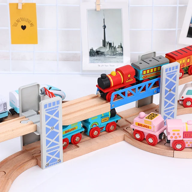 Wooden Double Deck Bridge Overpass Toy DIY Train Tracks Railway Scene Accessory enjoying hours of happy family time together 2
