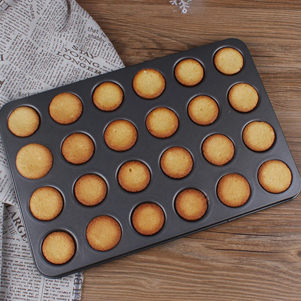 

new 24 Cups DIY Baking Tools Non-stick Carbon Steel Egg Tart Mold Cupcake Baking Tray Dish Cookie Cake Mold Biscuit Pan Bakeware
