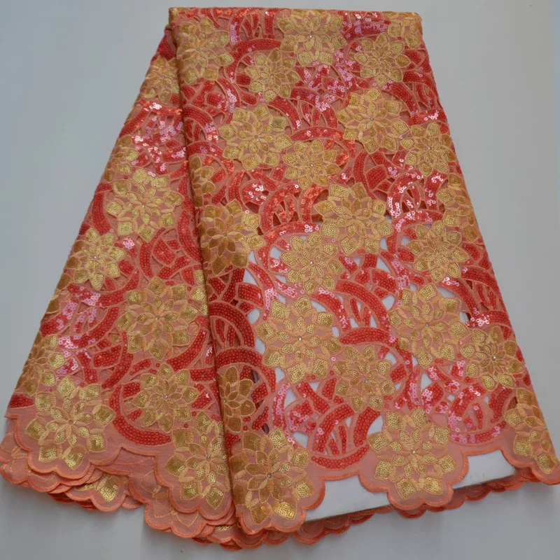

11 colors (5yards/pc) high quality coral red African handcut party lace fabric fantastic sequins embroidered organza lace OP31
