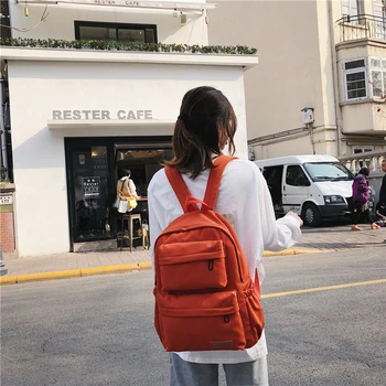 

2019 New Korean Large-capacity Outdoor Backpack Female Wear Oxford Cloth Student Backpack Boys Girls Solid Color School Bag
