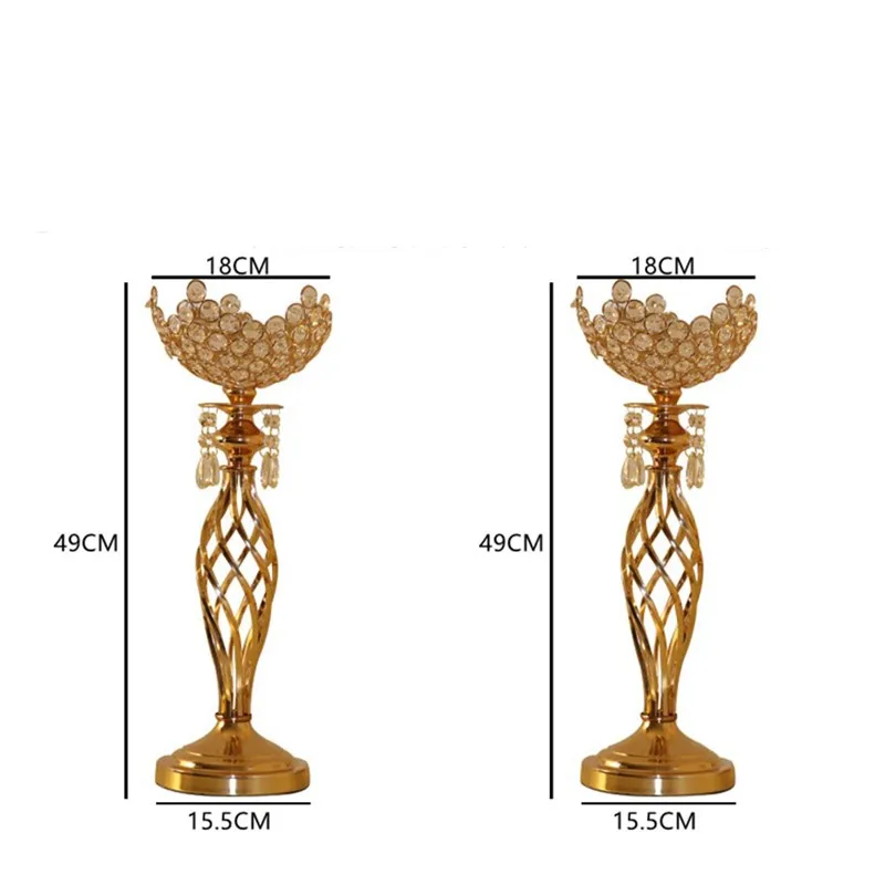 Европейский стиль подсвечник домашний свадебный фестиваль ремесла украшения выдалбливают Романтический кристалл металлический обеденный стол положить штук - Цвет: 49cm 2pcs