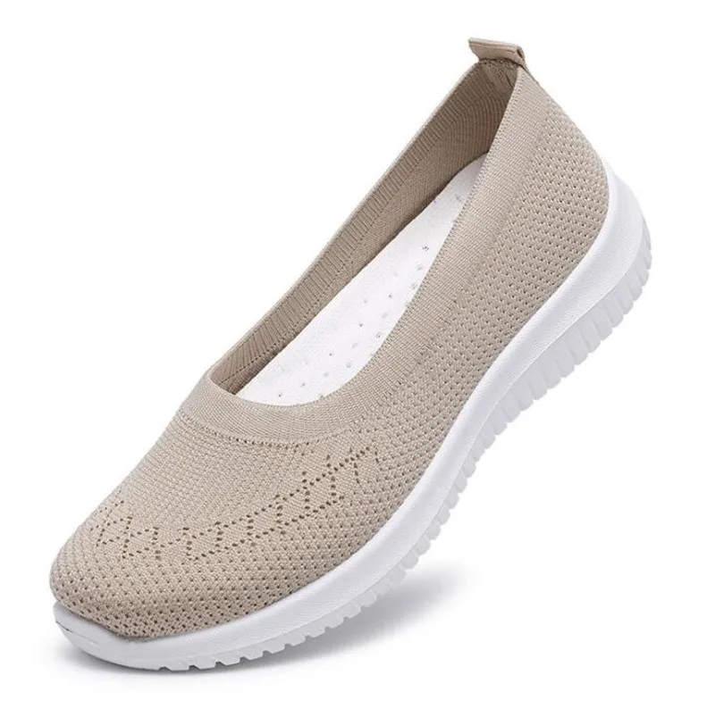 Sneakers Ladies Flat-Shoes Mesh Comfort Breathable Summer Womens Shallow Casual Knitting