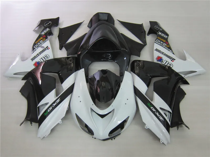 4 бесплатных подарка ГОРЯЧИЙ ABS полный обтекатель комплект подходит для Kawasaki Ninja ZX-10R ZX10R 2006 2007 06 07 обтекатели набор черный белый цвет