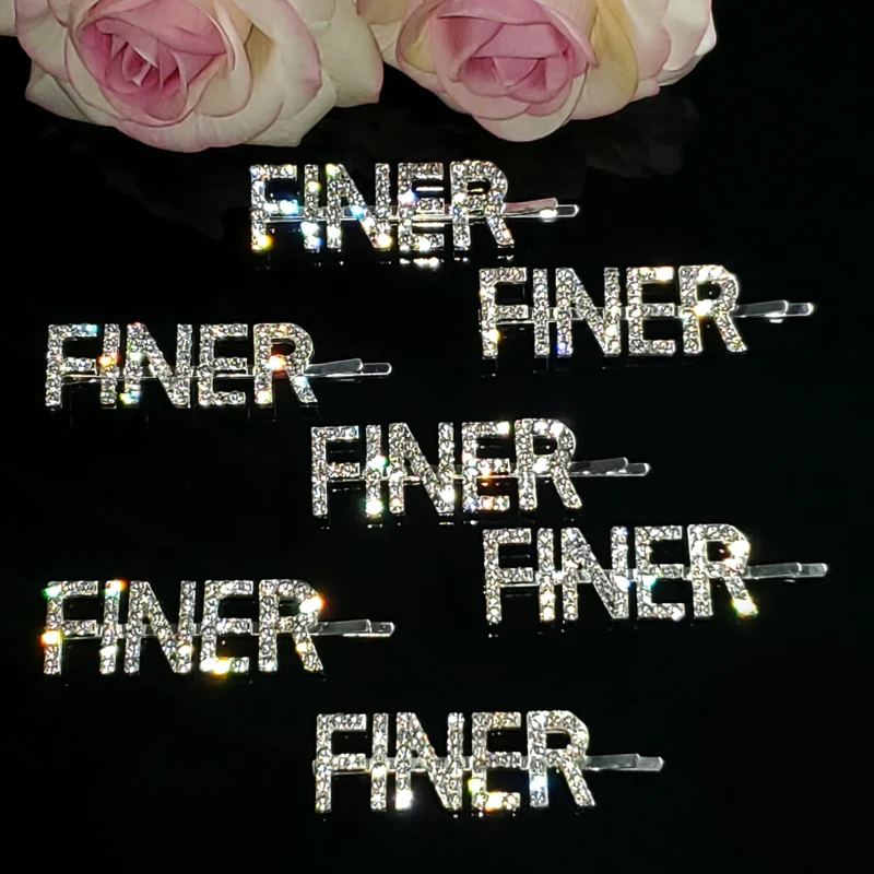 Новое поступление хрустальные заколки для волос с надписью Finer популярные