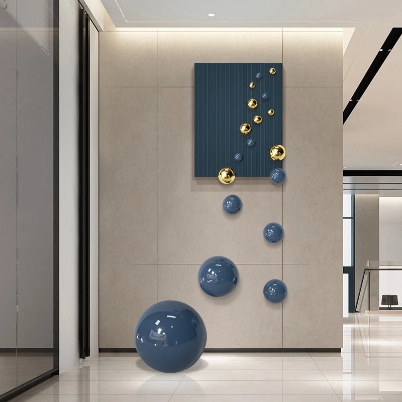 

Nordic Entrance Painting 3D Stereo Hanging Painting Blue Color Advanced Affordable Luxury Style Physical Picture
