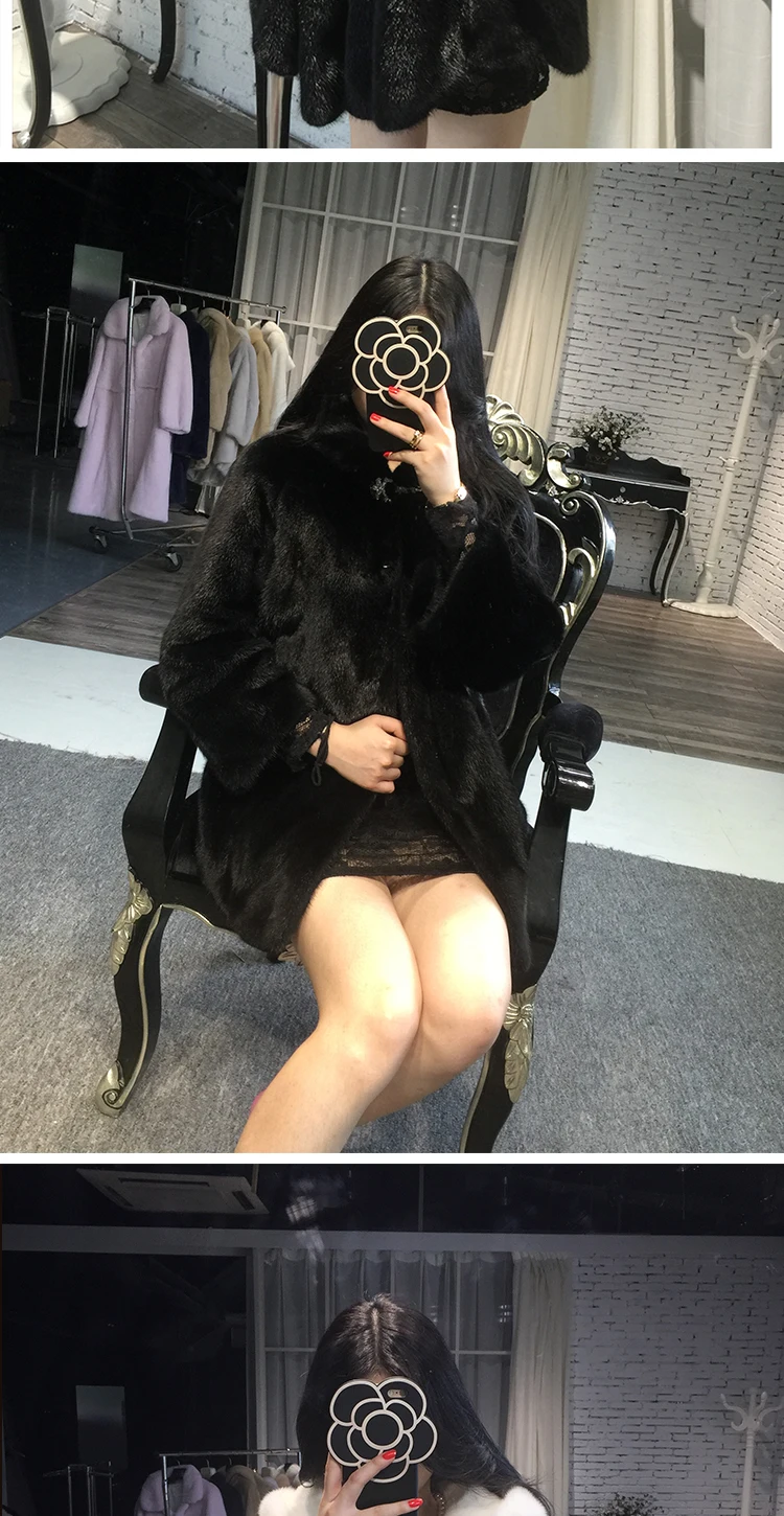Натуральный мех норки зимнее пальто для женщин с капюшоном модные куртки натуральный мех норки длинное пальто темперамент женская одежда