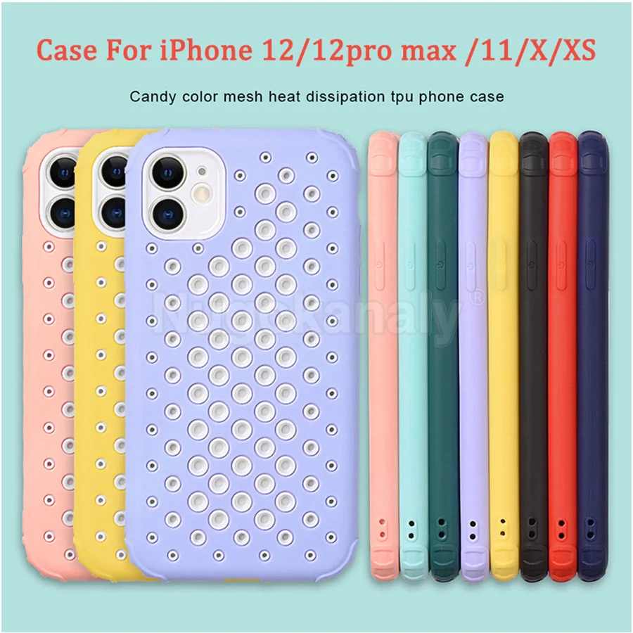 Double-Layer Heat-Dissipating Mesh TPU Soft Case For iPhone 12 11 Pro Max mini X XS XR 6 6S 7 8 Plus SE 2020 Phone | Мобильные