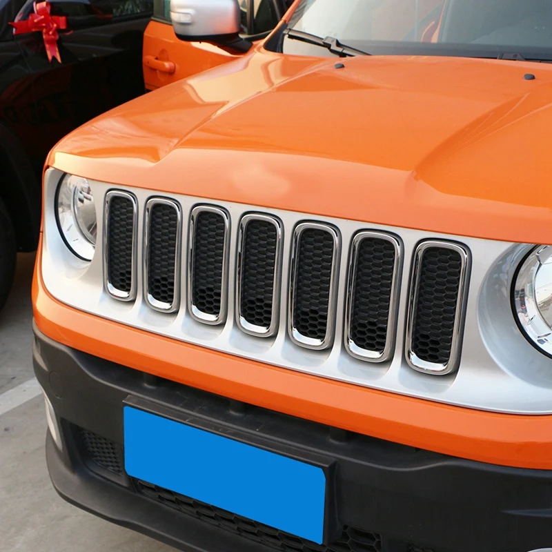 7 шт. ABS передняя решетка вставки для радиаторной решетки для Jeep Renegade- серебро