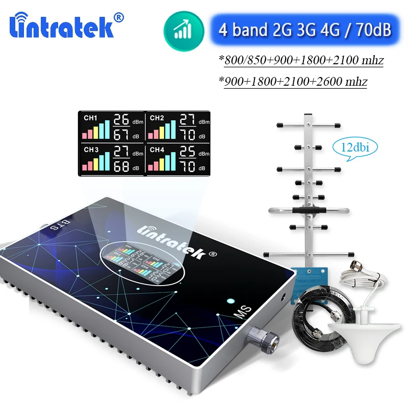 Lintratek LCD Display 2G 3G 4G Signal Repeater 4
