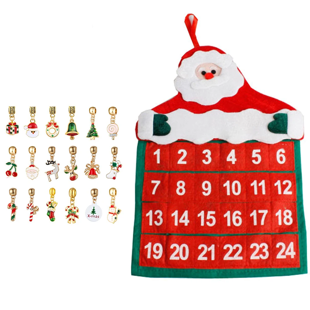 

Christmas Countdown Calendar DIY Charm Bracelet Making Kit for Women Girls Jewelry Gift Set 22 Charms Beads 2 Chains Xmas Decor