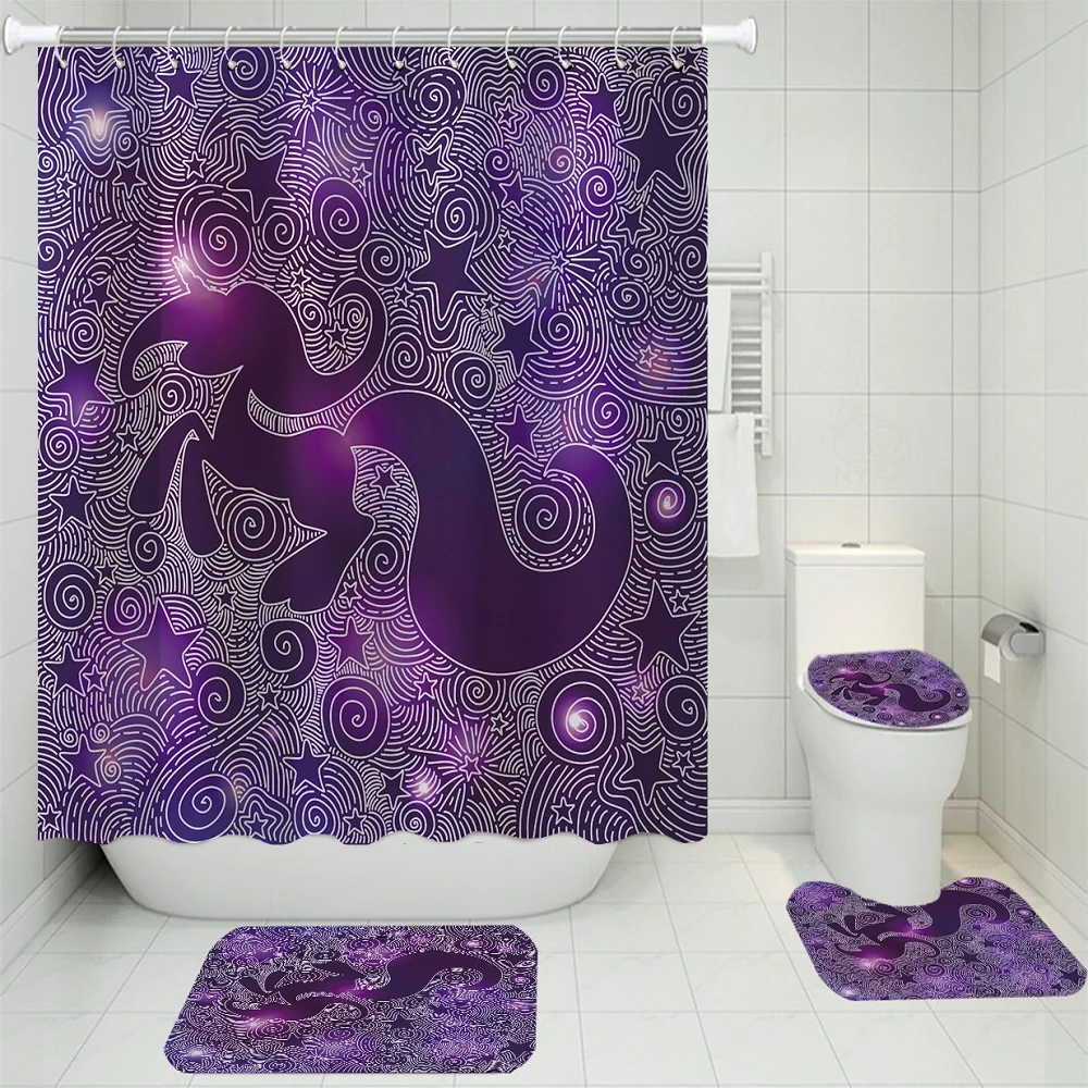 

Animal digital printing shower curtain toilet mat floor mat U-shaped mat non-slip carpet waterproof shower curtain set