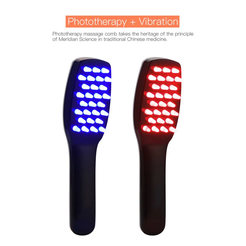 

CkeyiN Phototherapy Massage Comb Electric Scalp Massager Head Acupuncture Brush Headache Stress Relief Light Therapy LED Light