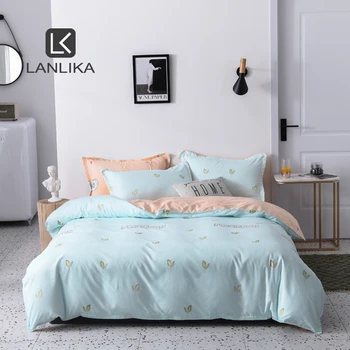 

Liv-Esthete Nordic Forest Cartoon Bedding Set Blue Duvet Cover Bedspread Flat Sheet Double Queen King Bed Linen For Adult Kids