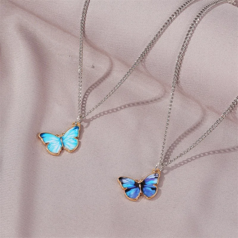 2020 New Purple Blue Butterfly Pendant Necklace For Women Vintage Wedding  Necklace Choker Jewelry Accessories - Necklace - AliExpress