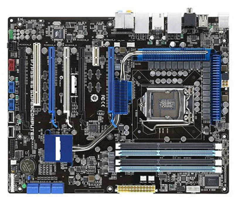 Оригинальная материнская плата P7P55 WS superкомпьютер LGA 1156 DDR3 для I3 I5 I7 USB2.0 16 Гб P55